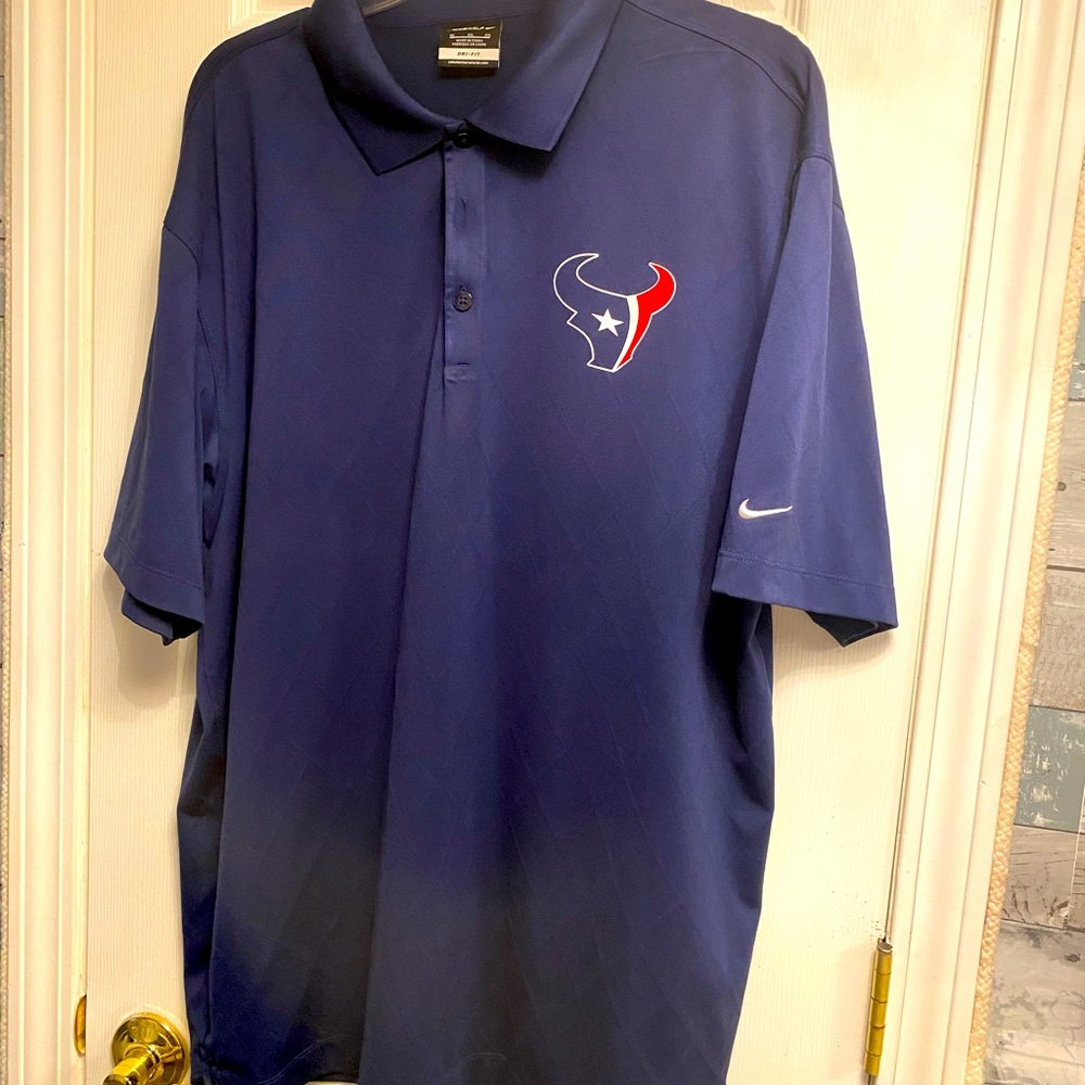 Mens Houston Texas embroidered Nike dry-fit short sleeve polo
